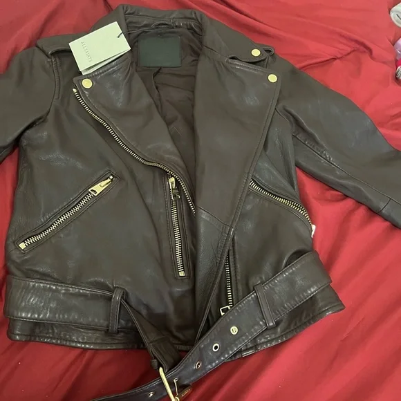Allsaints lamb leather jacket brand new with tags! Sz 2 - Picture 4 of 5